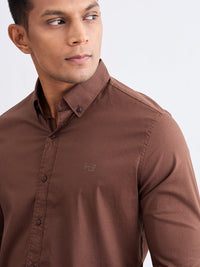 Men Shirt Brown Slim Fit