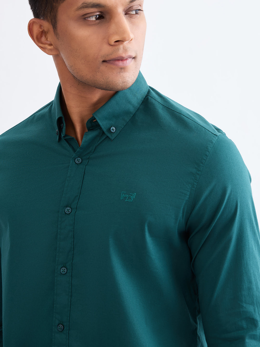 Spykar Botanical Green Slim Fit Casual Shirts For Men