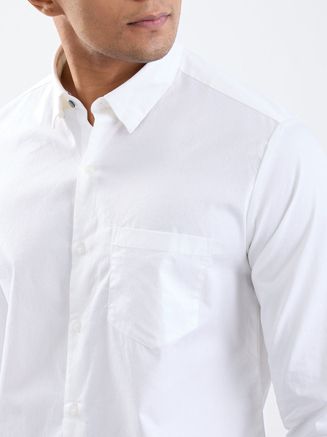 Spykar White Slim Fit Casual Shirts For Men