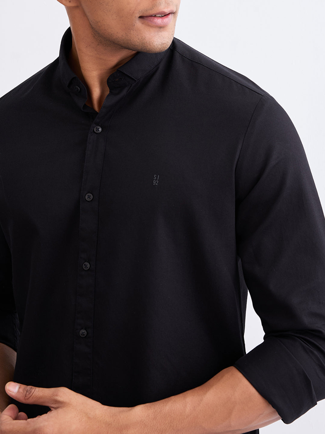 Spykar Black Slim Fit Casual Shirts For Men