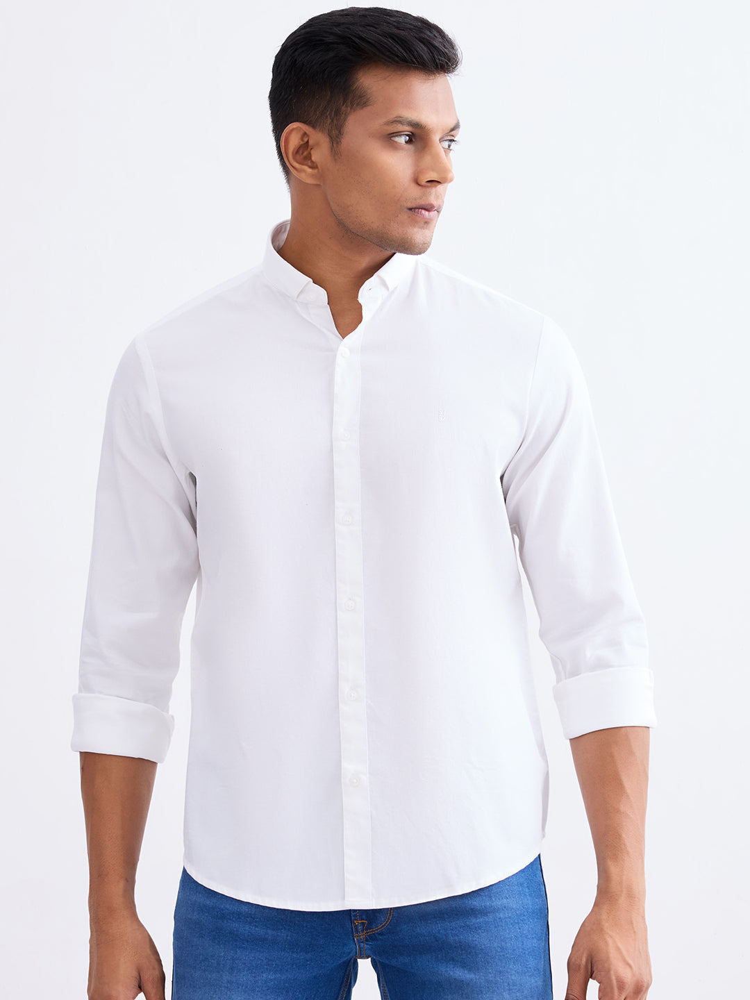 Spykar White Slim Fit Casual Shirts For Men