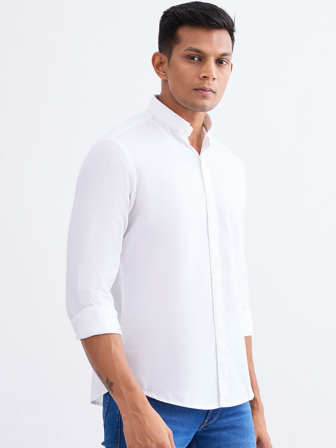 Spykar White Slim Fit Casual Shirts For Men