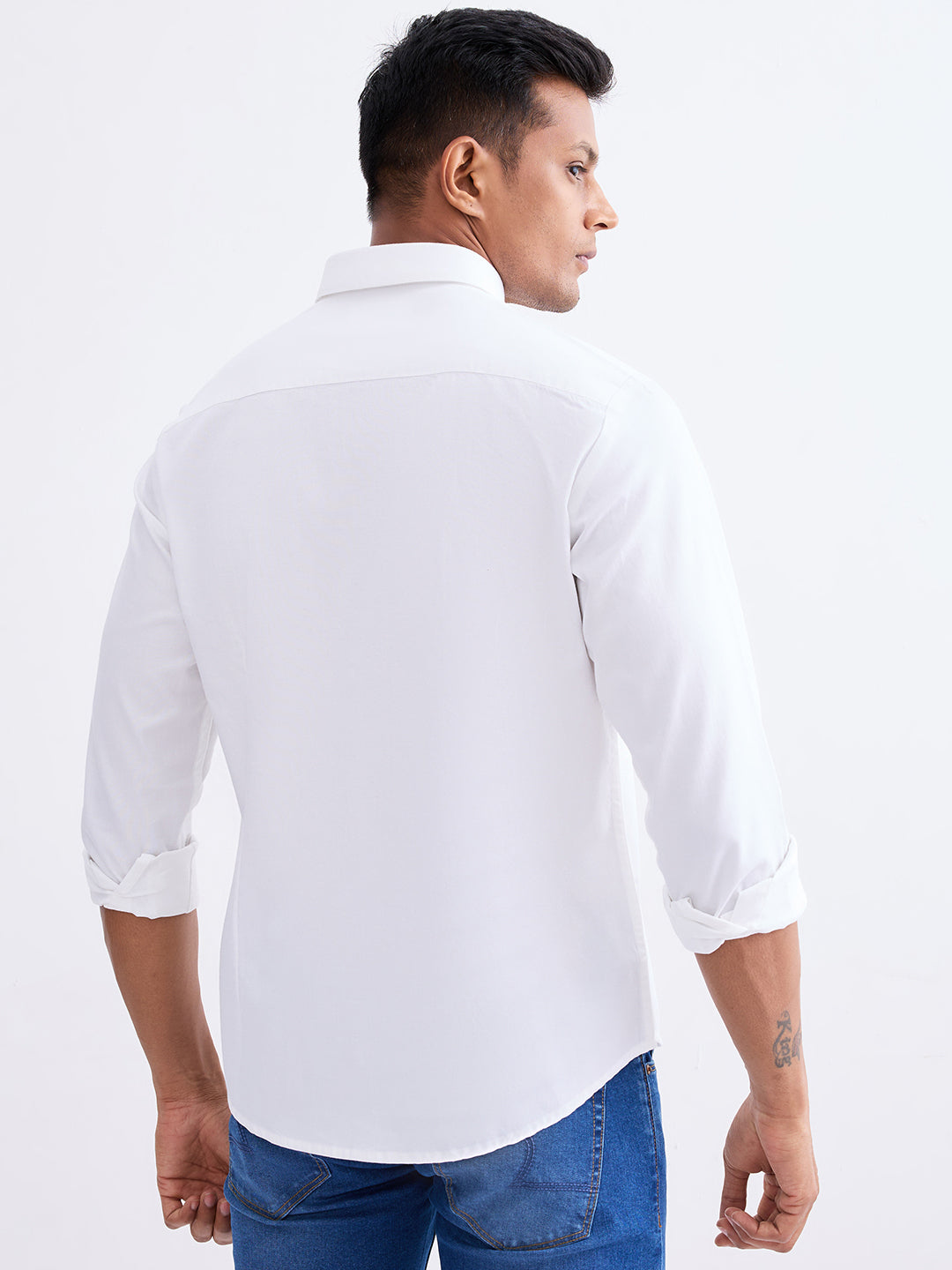 Spykar White Slim Fit Casual Shirts For Men