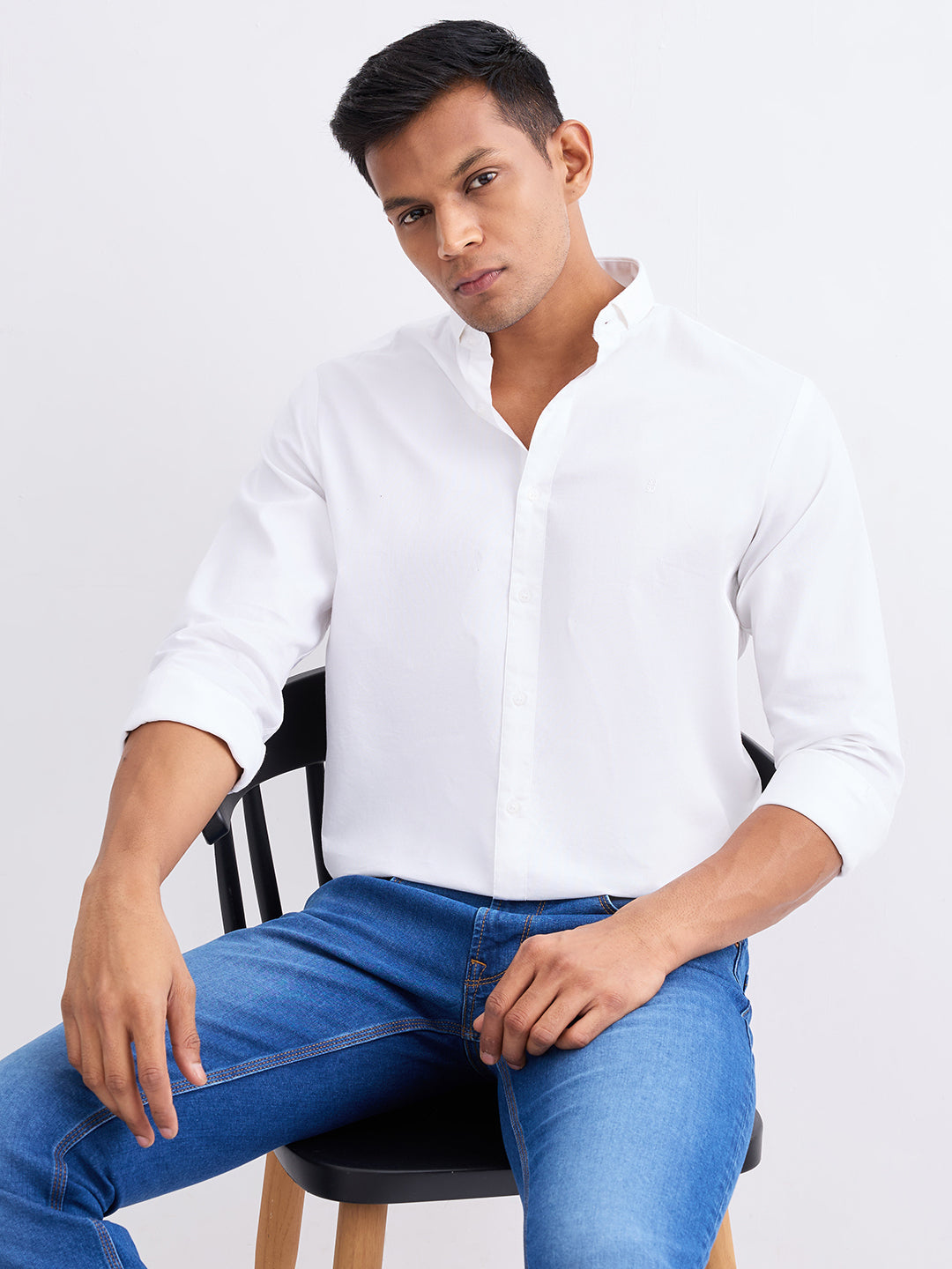 Spykar White Slim Fit Casual Shirts For Men