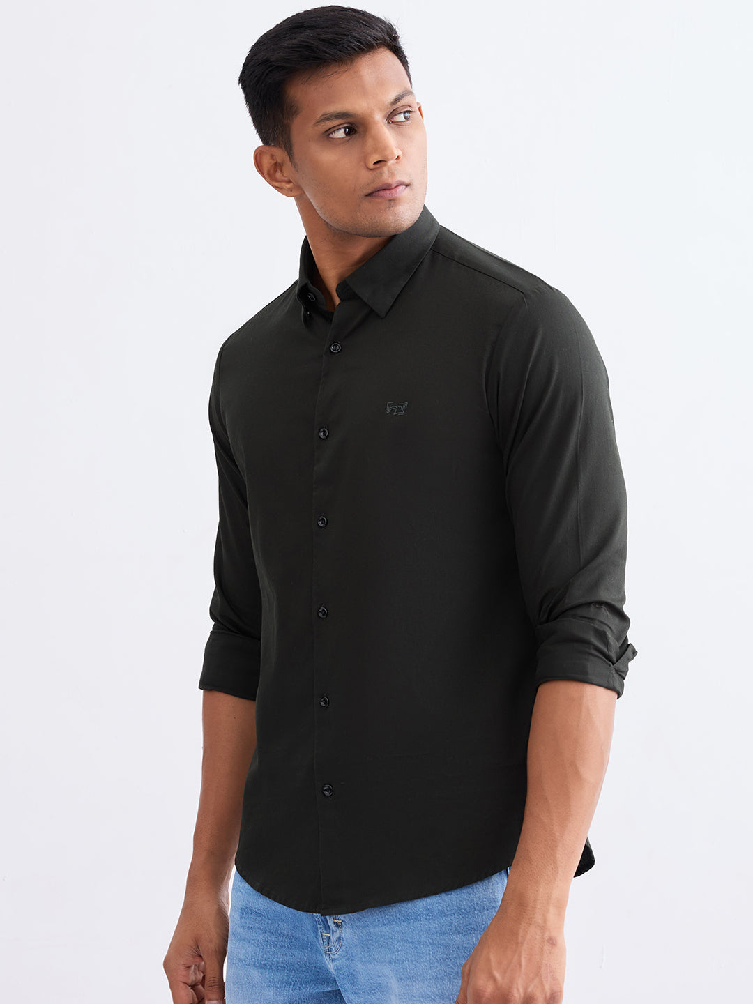 Spykar Botanical Green Slim Fit Casual Shirts For Men