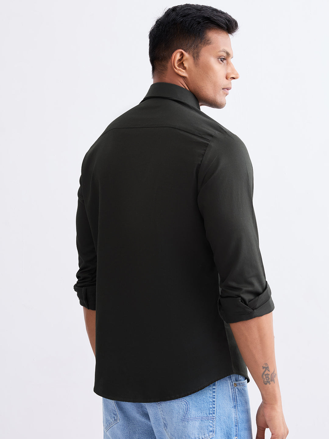 Spykar Botanical Green Slim Fit Casual Shirts For Men