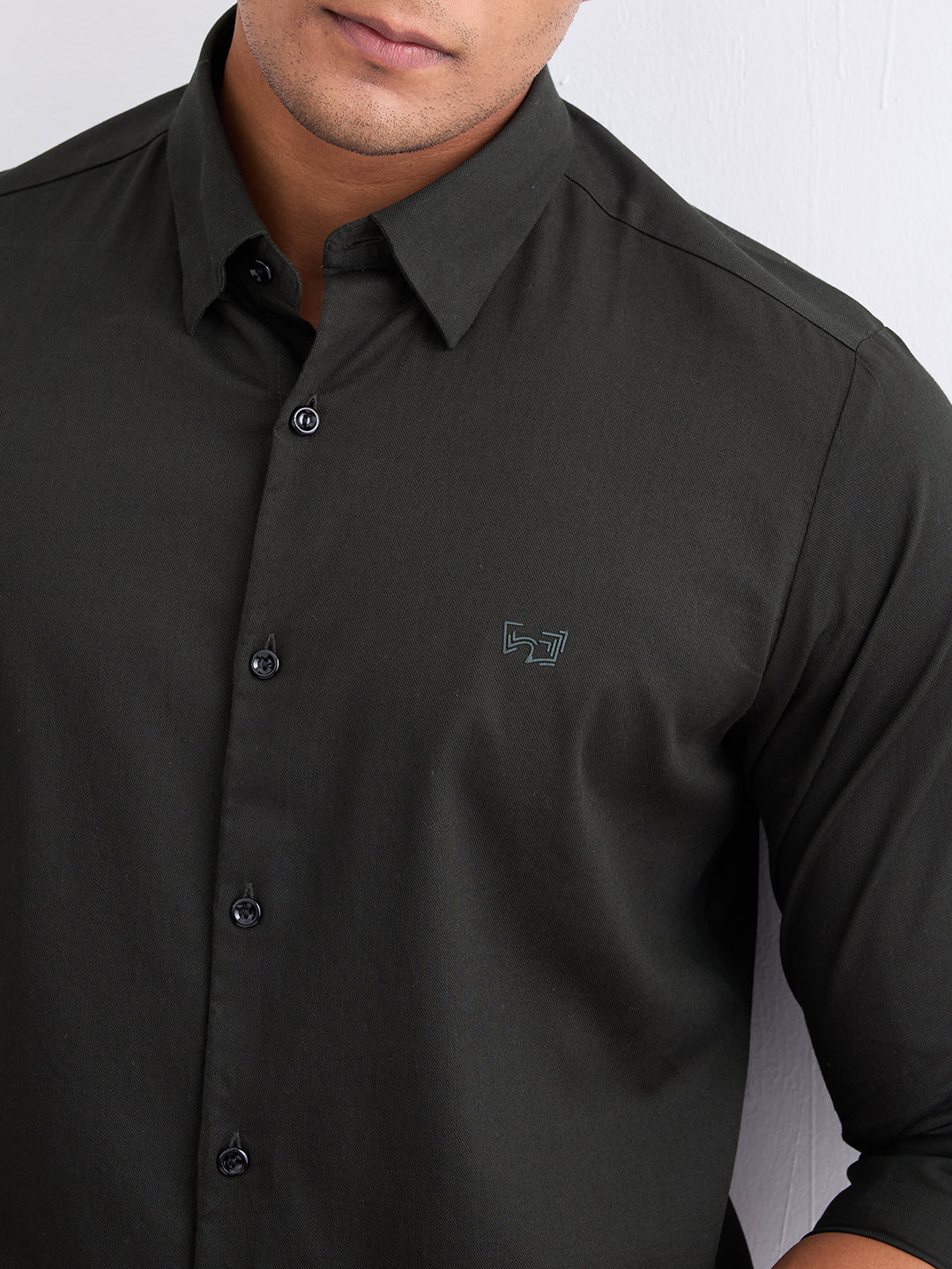 Spykar Botanical Green Slim Fit Casual Shirts For Men