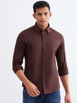 Men Shirt Brown Slim Fit