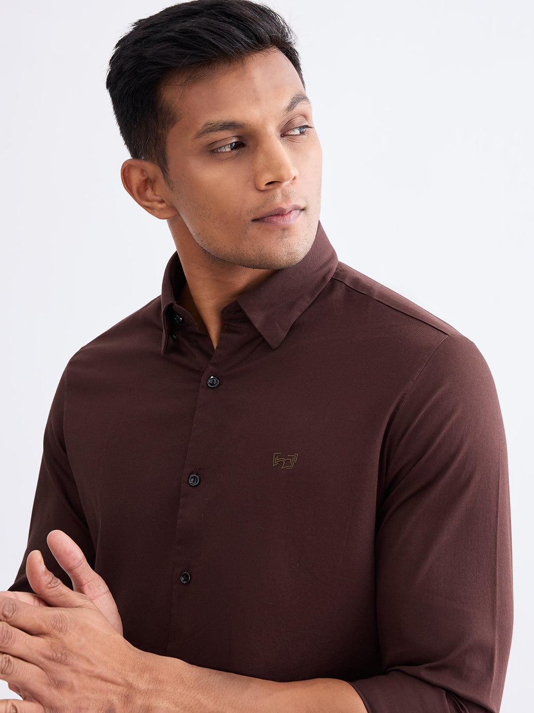 Spykar Friar Brown Slim Fit Casual Shirts For Men