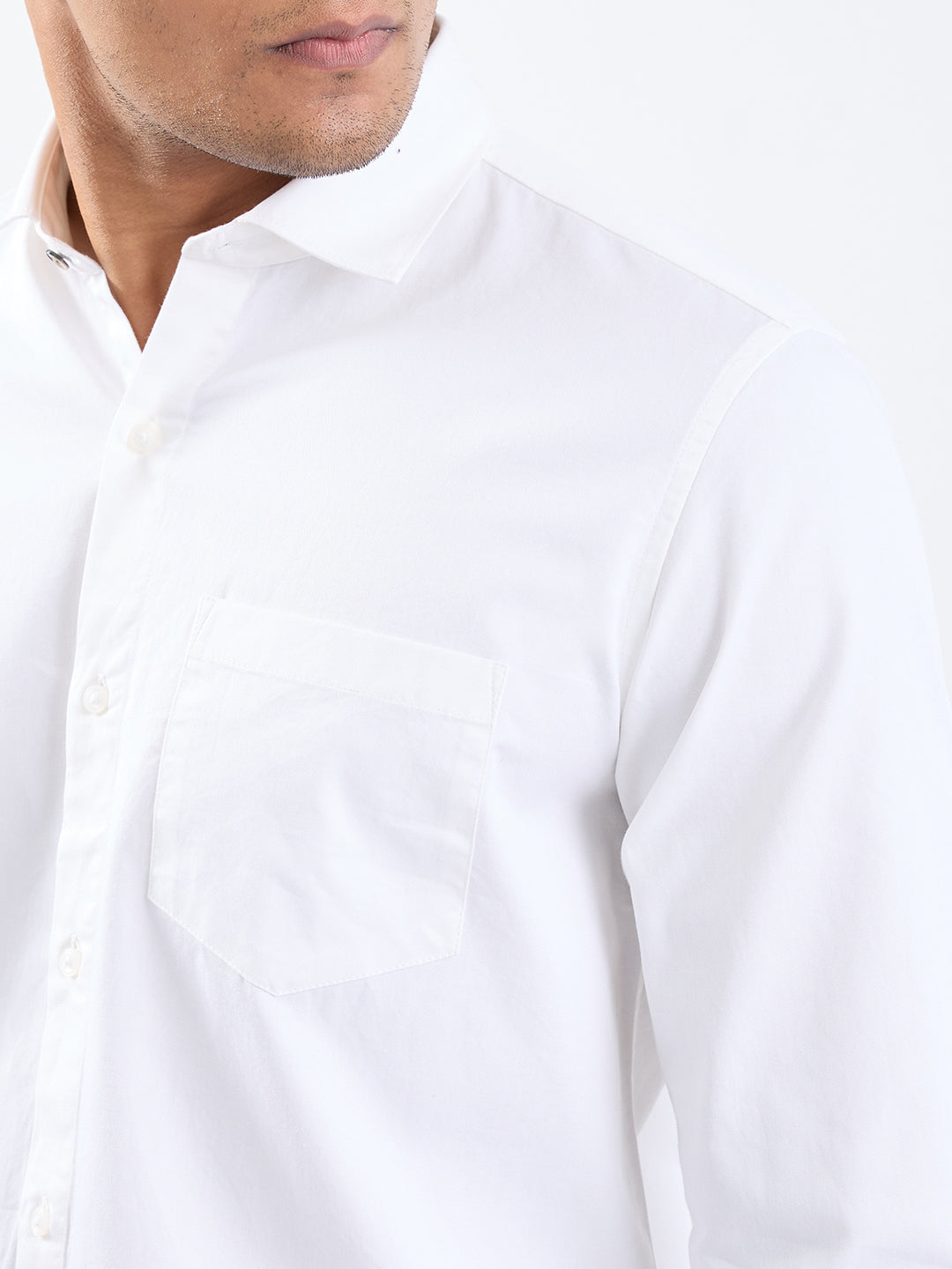 Spykar White Slim Fit Casual Shirts For Men