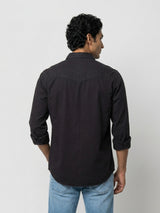 Men Shirt Solid Jet Black Regular Fit