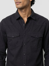 Men Shirt Solid Jet Black Regular Fit