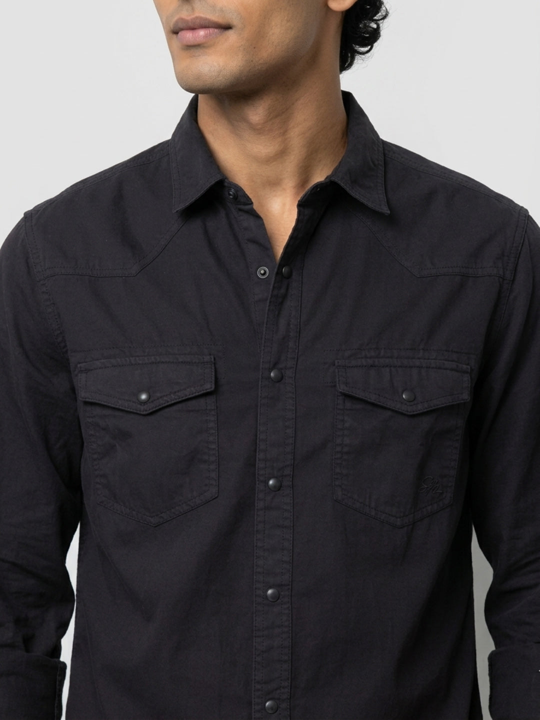 Men Shirt Solid Jet Black Regular Fit