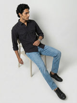 Men Shirt Solid Jet Black Regular Fit