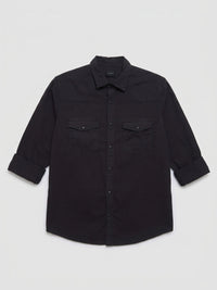 Men Shirt Solid Jet Black Regular Fit