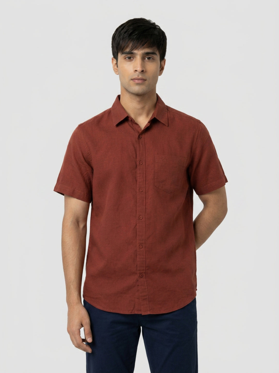 Men Shirt Solid Red Regular Fit