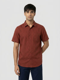 Men Shirt Solid Red Regular Fit