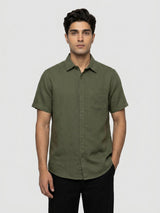Men Shirt Solid Green Regular Fit