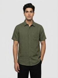 Men Shirt Solid Green Regular Fit
