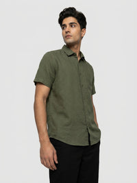 Men Shirt Solid Green Regular Fit