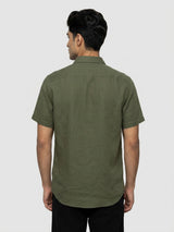 Men Shirt Solid Green Regular Fit