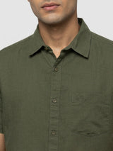 Men Shirt Solid Green Regular Fit