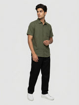 Men Shirt Solid Green Regular Fit