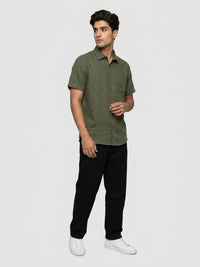 Men Shirt Solid Green Regular Fit