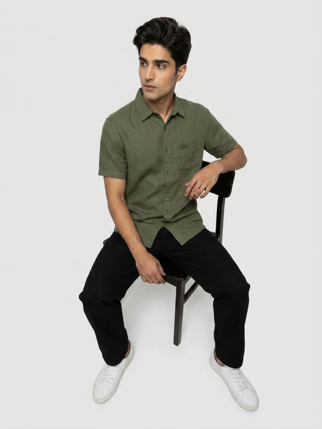 Men Shirt Solid Green Regular Fit