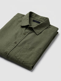 Men Shirt Solid Green Regular Fit
