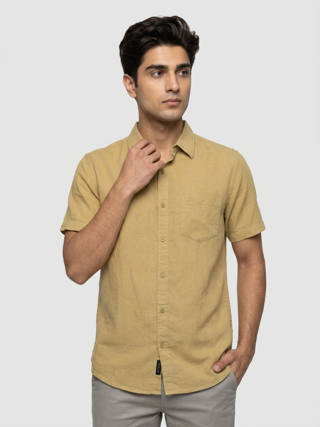 Men Shirt Solid Green Regular Fit