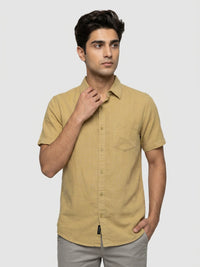 Men Shirt Solid Green Regular Fit