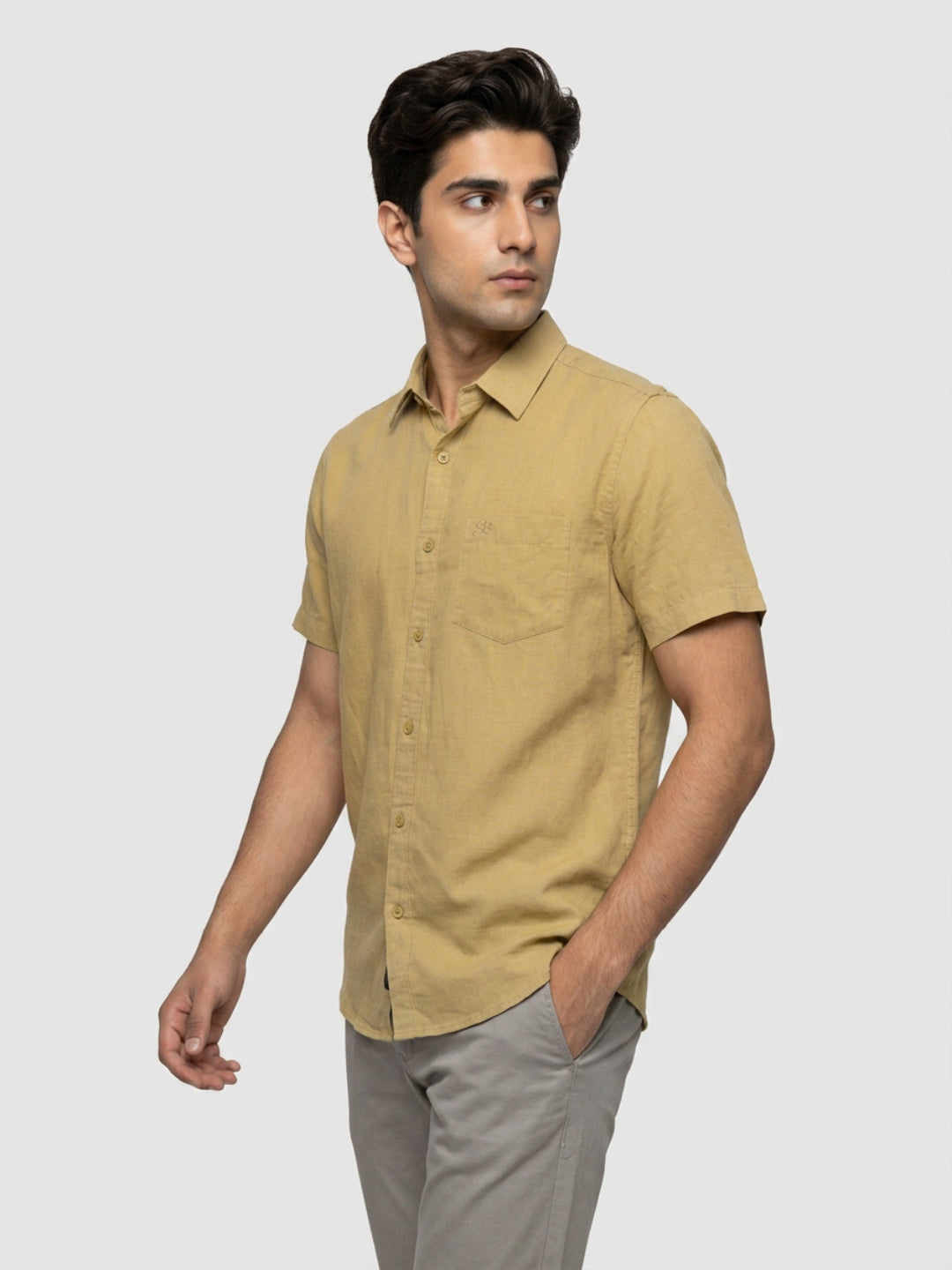 Men Shirt Solid Green Regular Fit
