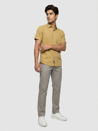 Men Shirt Solid Green Regular Fit