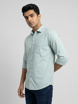 Men Shirt Solid Green Regular Fit