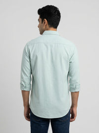 Men Shirt Solid Green Regular Fit