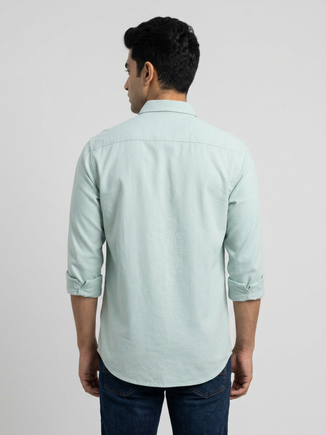 Men Shirt Solid Green Regular Fit
