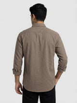 Men Shirt Solid Brown Regular Fit