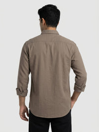 Men Shirt Solid Brown Regular Fit