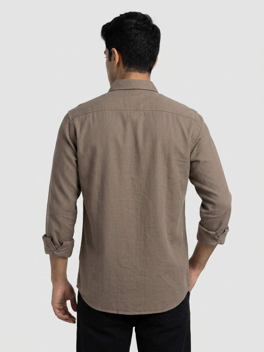 Men Shirt Solid Brown Regular Fit