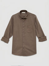 Men Shirt Solid Brown Regular Fit