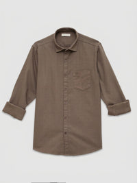 Men Shirt Solid Brown Regular Fit