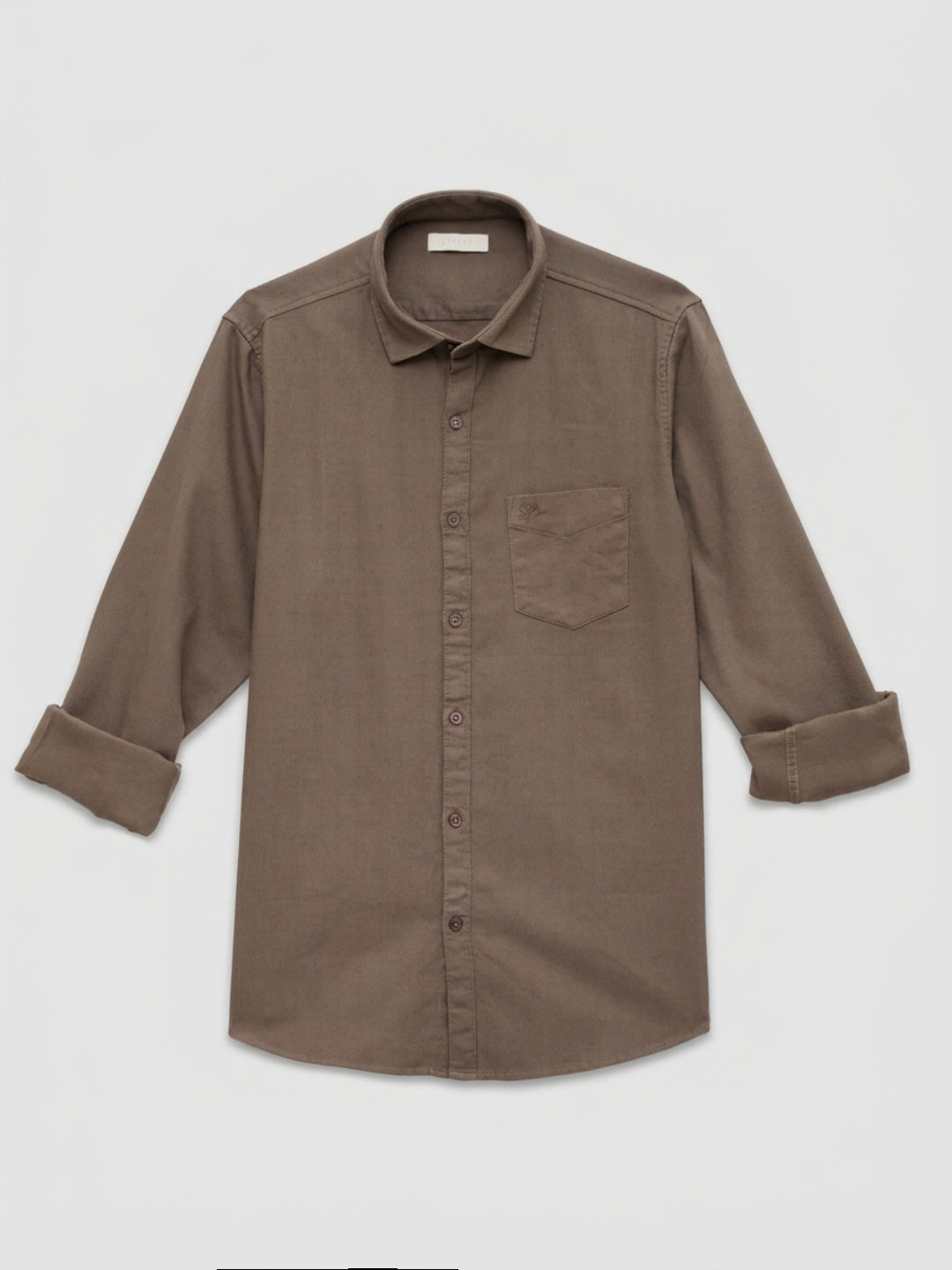 Men Shirt Solid Brown Regular Fit