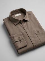 Men Shirt Solid Brown Regular Fit
