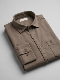 Men Shirt Solid Brown Regular Fit