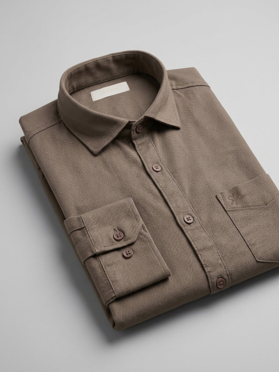 Men Shirt Solid Brown Regular Fit
