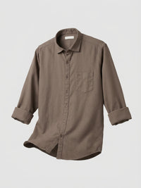 Men Shirt Solid Brown Regular Fit
