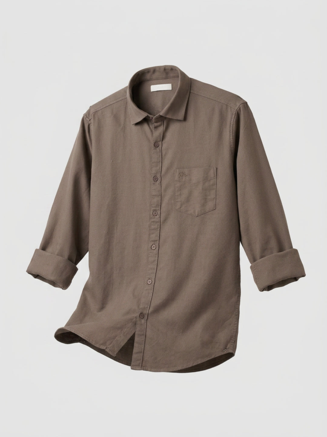 Men Shirt Solid Brown Regular Fit