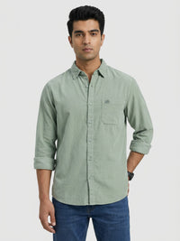 Men Shirt Solid Green Regular Fit