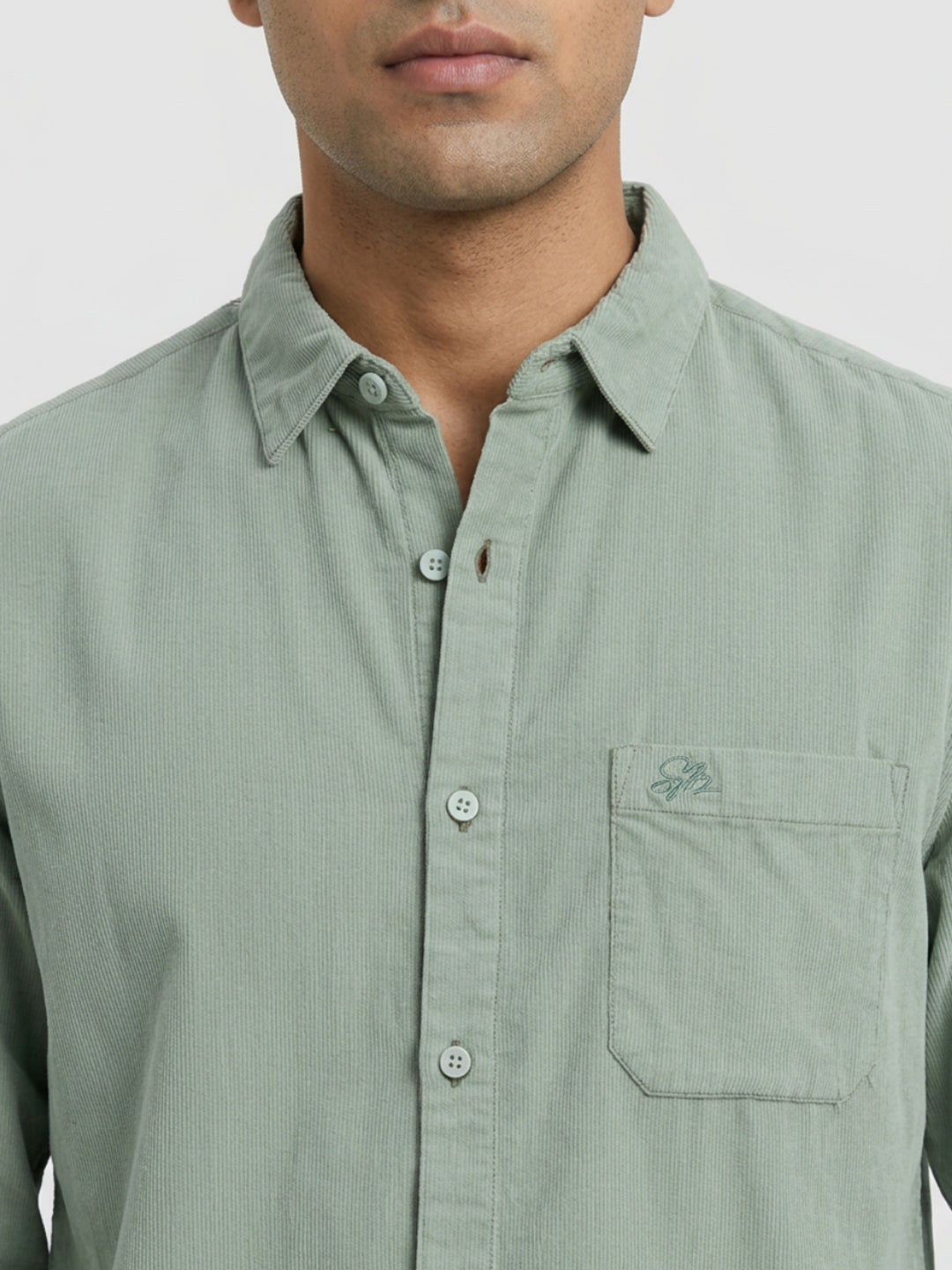 Men Shirt Solid Green Regular Fit